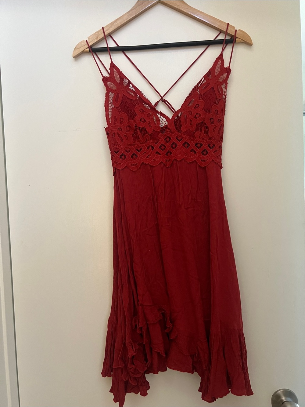 Red Free People Adella Slip Dress